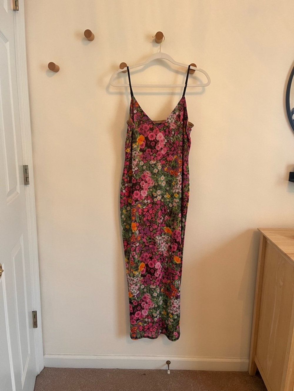 AFRM Pink and Green Floral Slip Maxi Dress